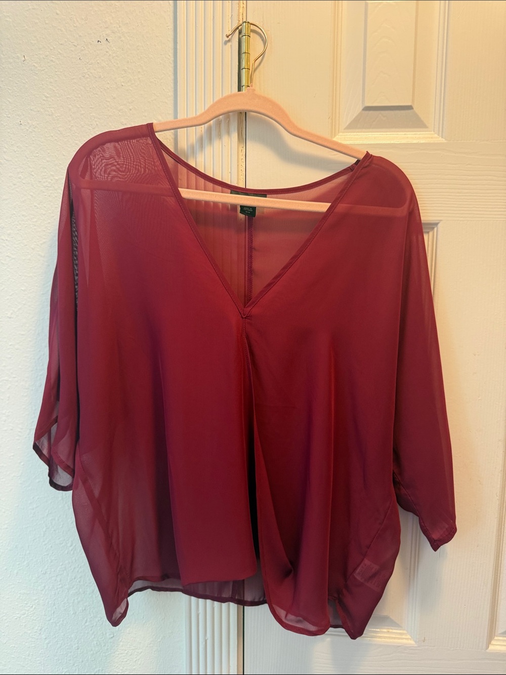 Metaphor Sheer V-Neck Tunic - Wine